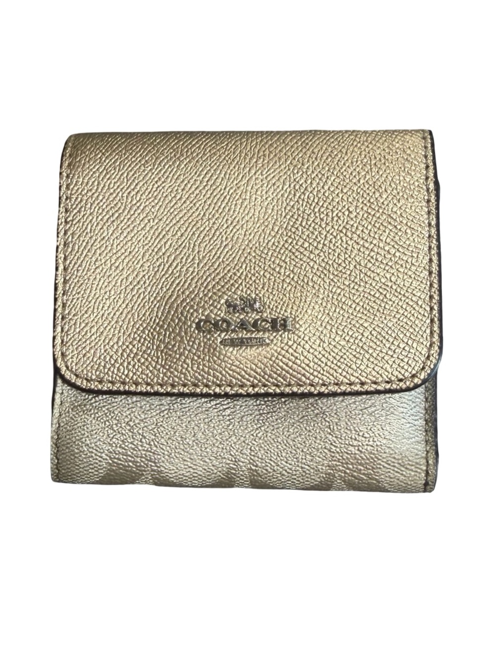 Coach Metallic Gold Compact Fold Wallet
